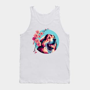 Tibetan Mastiff Blooms in Spring's Cherry Blossoms Tank Top